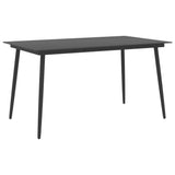 Garden Dining Table Black 150x90x74 cm Steel and Glass