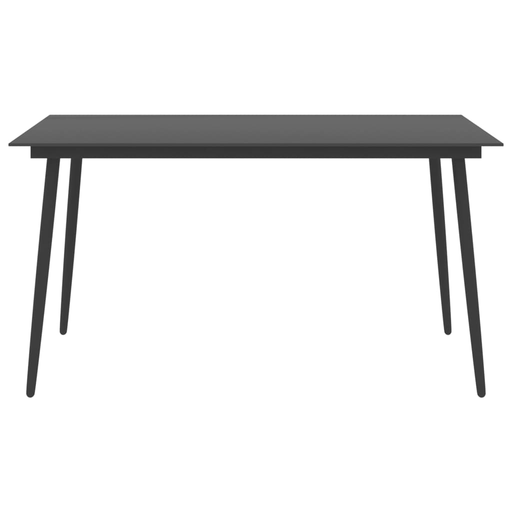 Garden Dining Table Black 150x90x74 cm Steel and Glass