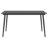 Garden Dining Table Black 150x90x74 cm Steel and Glass - Front View