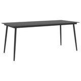 Garden Dining Table Black 190x90x74 cm Steel and Glass
