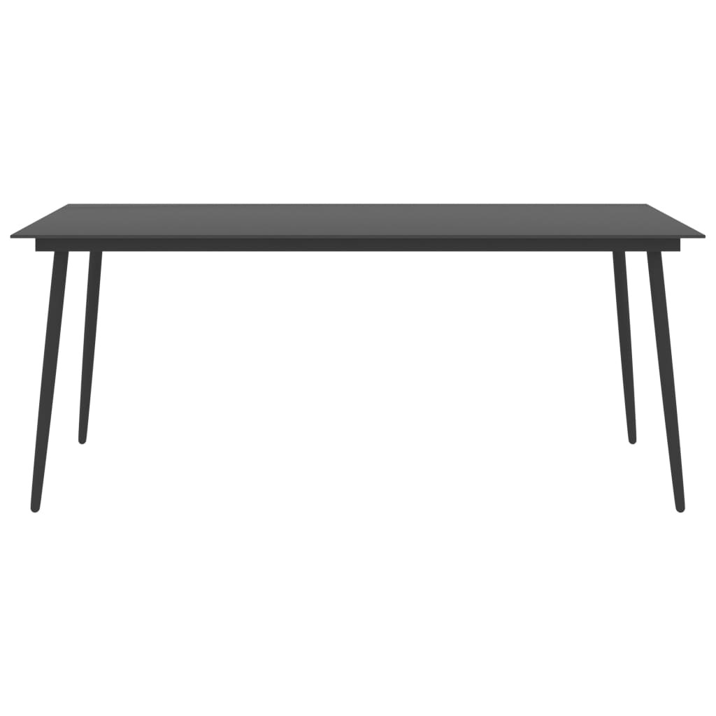 Garden Dining Table Black 190x90x74 cm Steel and Glass