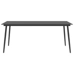 Garden Dining Table Black 190x90x74 cm Steel and Glass
