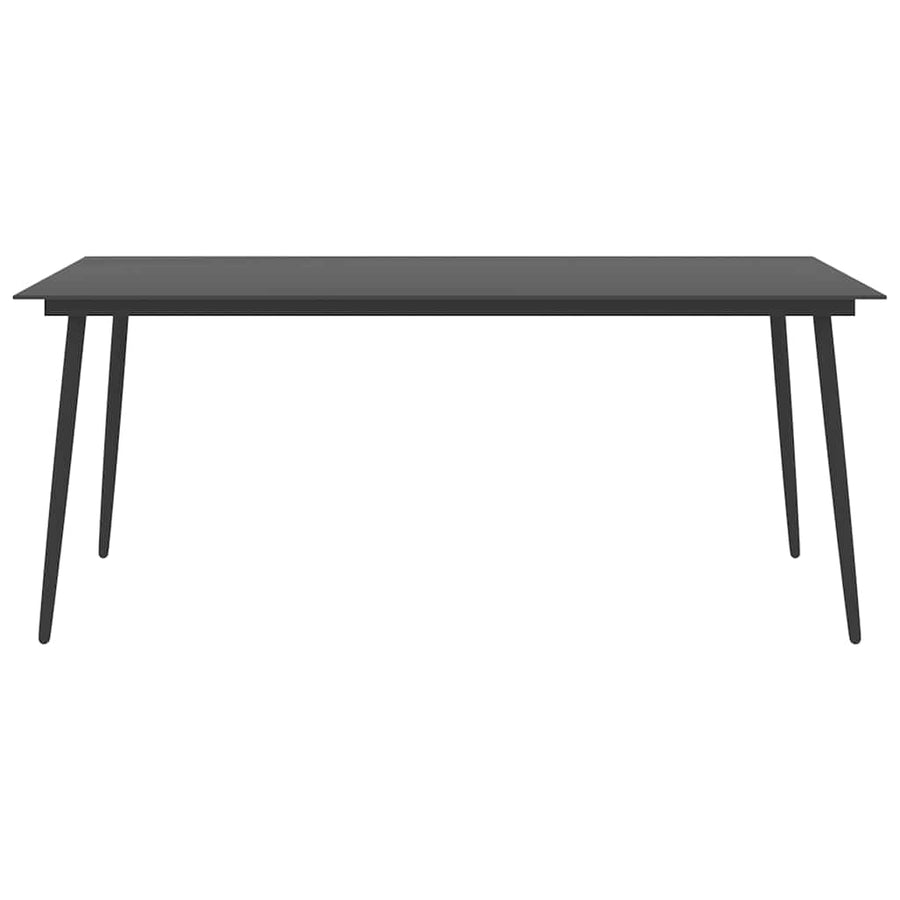Garden Dining Table Black 190x90x74 cm Steel and Glass