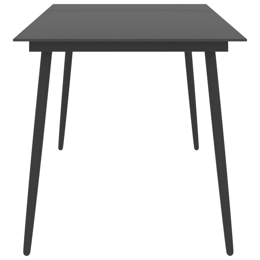 Garden Dining Table Black 190x90x74 cm Steel and Glass