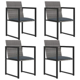 5 Piece Outdoor Dining Set with Cushions Poly Rattan Grey