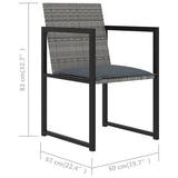 5 Piece Outdoor Dining Set with Cushions Poly Rattan Grey - Extra Image