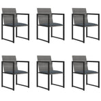 7 Piece Outdoor Dining Set with Cushions Poly Rattan Grey