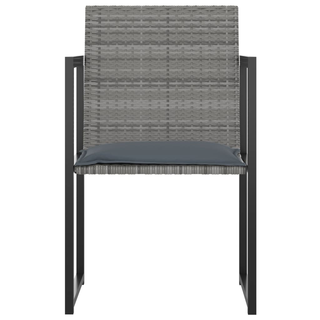 7 Piece Outdoor Dining Set with Cushions Poly Rattan Grey