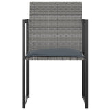 7 Piece Outdoor Dining Set with Cushions Poly Rattan Grey