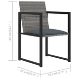 7 Piece Outdoor Dining Set with Cushions Poly Rattan Grey