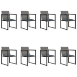 9 Piece Outdoor Dining Set with Cushions Poly Rattan Grey - Front View