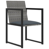 9 Piece Outdoor Dining Set with Cushions Poly Rattan Grey - Side View
