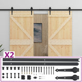 Sliding Door with Hardware Set 90x210 cm Solid Pine Wood - Front View