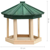 Bird Feeder Octagon Solid Firwood 33x30 cm - Rear View