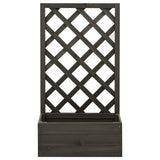 Garden Trellis Planter Grey 50x25x90 cm Solid Firwood - Front View