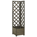 Corner Trellis Planter Grey 40x40x150 cm Solid Firwood