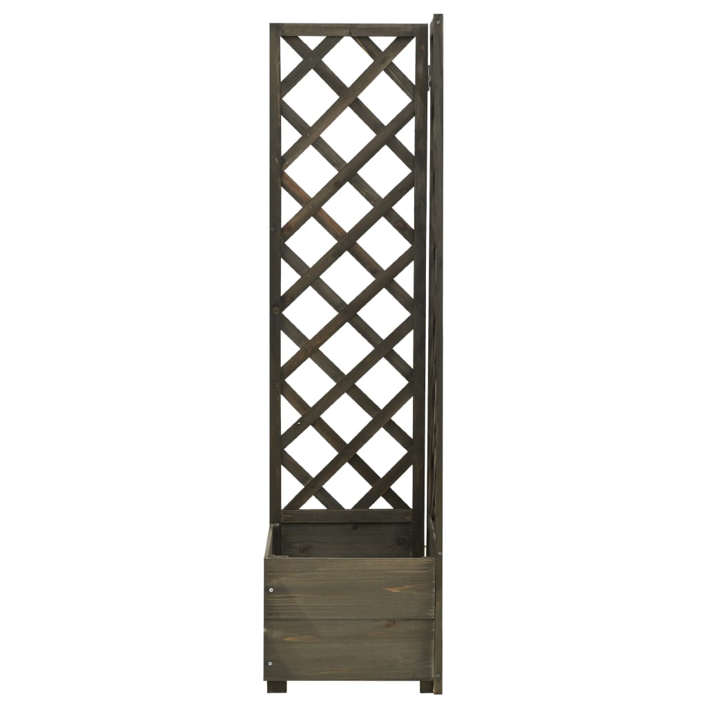 Corner Trellis Planter Grey 40x40x150 cm Solid Firwood