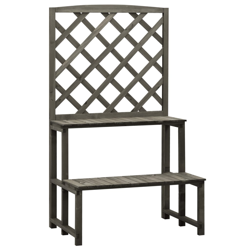 Plant Stand with Trellis Grey 70x42x120 cm Solid Firwood