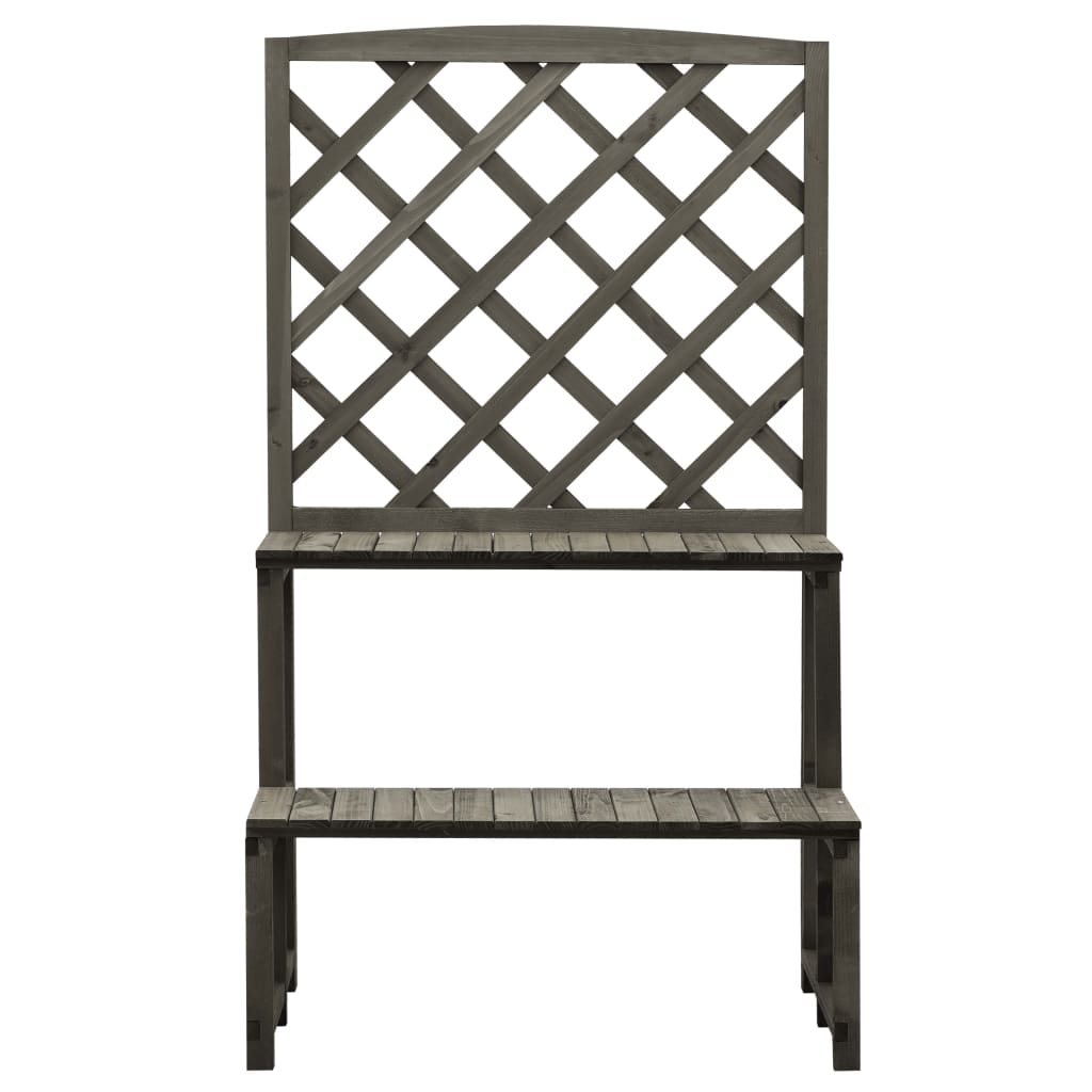 Plant Stand with Trellis Grey 70x42x120 cm Solid Firwood
