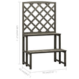 Plant Stand with Trellis Grey 70x42x120 cm Solid Firwood - Rear View