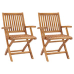 Folding Chairs 2 pcs Solid Teak Wood