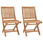 Folding Chairs 2 pcs Solid Teak Wood