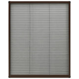 Plisse Insect Screen for Windows Aluminium Brown 80x100 cm - Front View