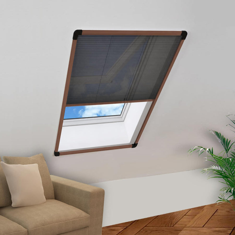 Plisse Insect Screen for Windows Aluminium Brown 80x100 cm