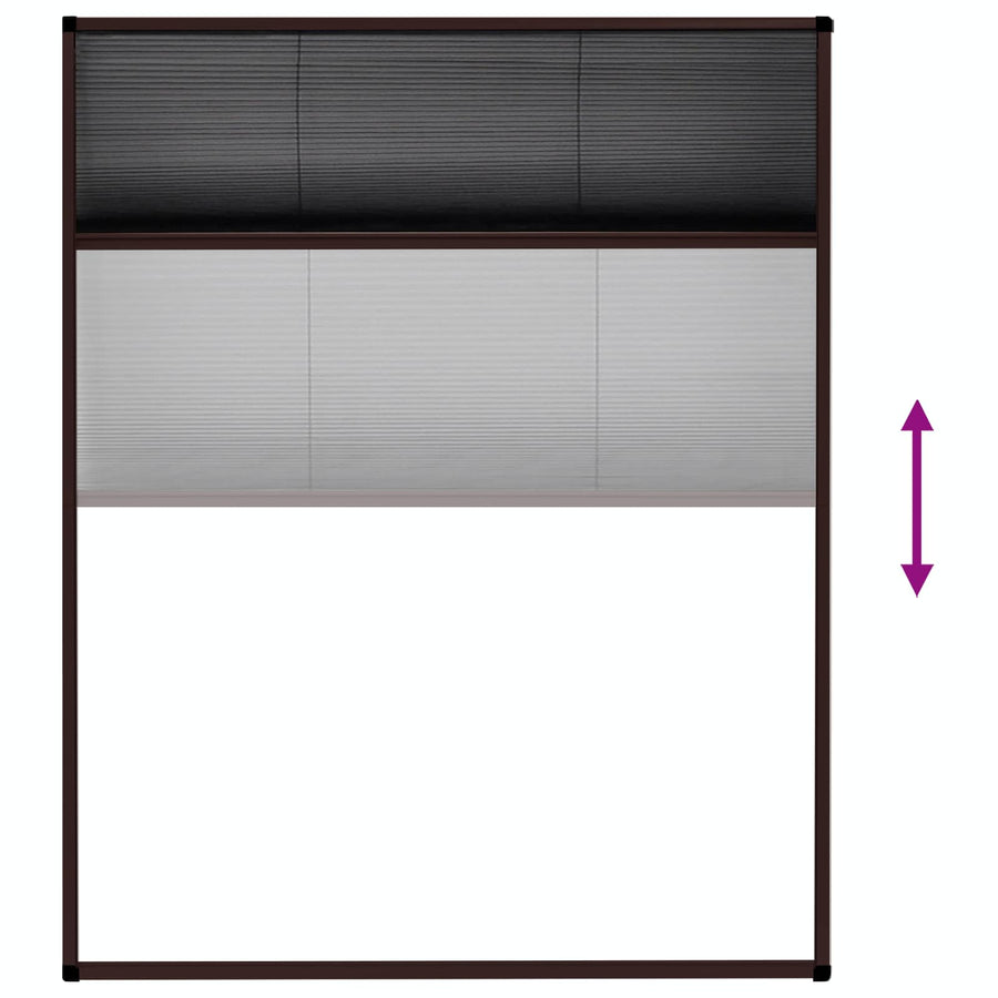 Plisse Insect Screen for Windows Aluminium Brown 80x100 cm