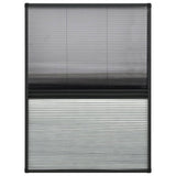 Plisse Insect Screen for Windows Aluminium 80x120 cm with Shade - Front View