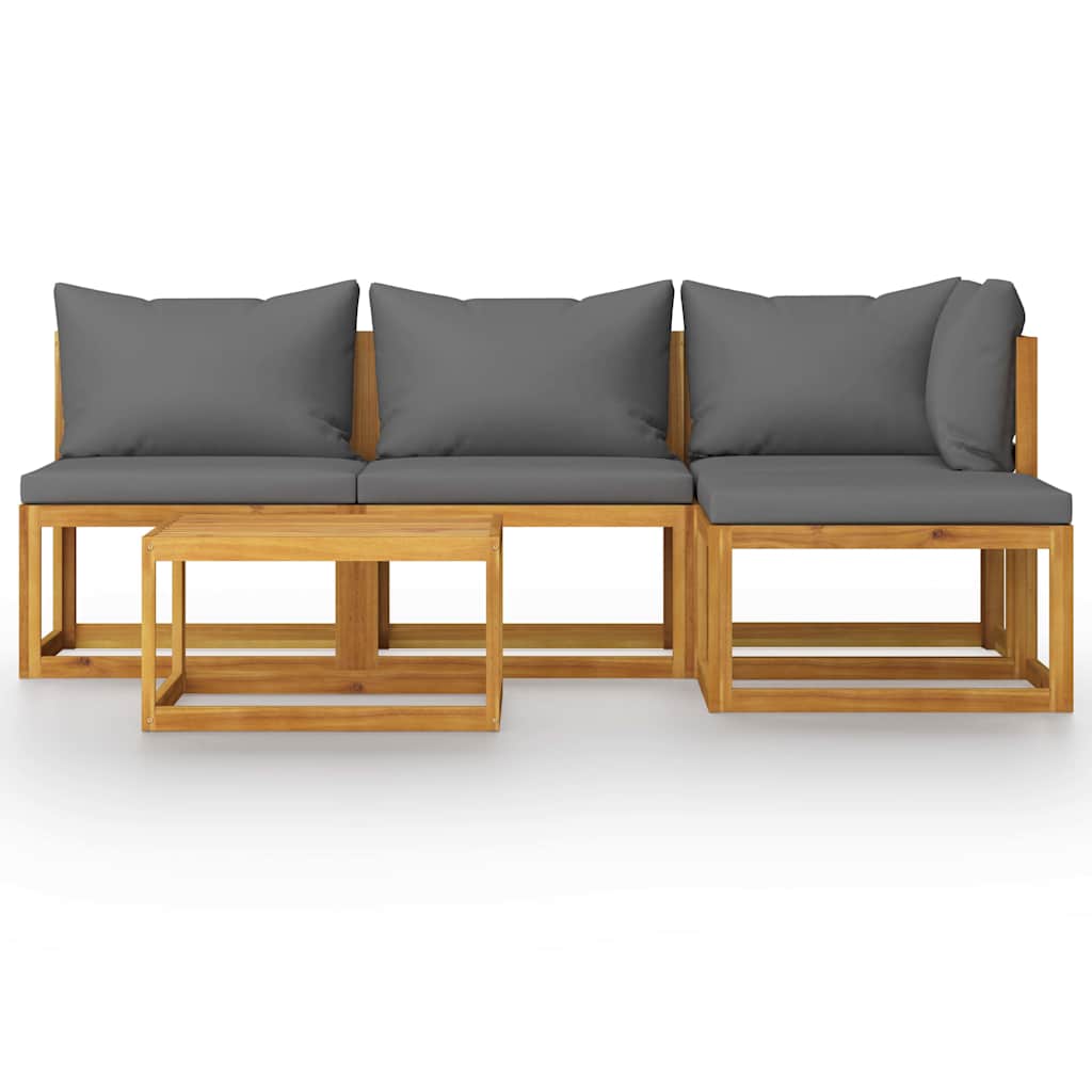 5 Piece Garden Lounge Set with Cushion Solid Acacia Wood