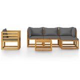 6 Piece Garden Lounge Set with Cushion Solid Acacia Wood - Side View