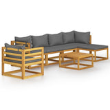 7 Piece Garden Lounge Set with Cushion Solid Acacia Wood