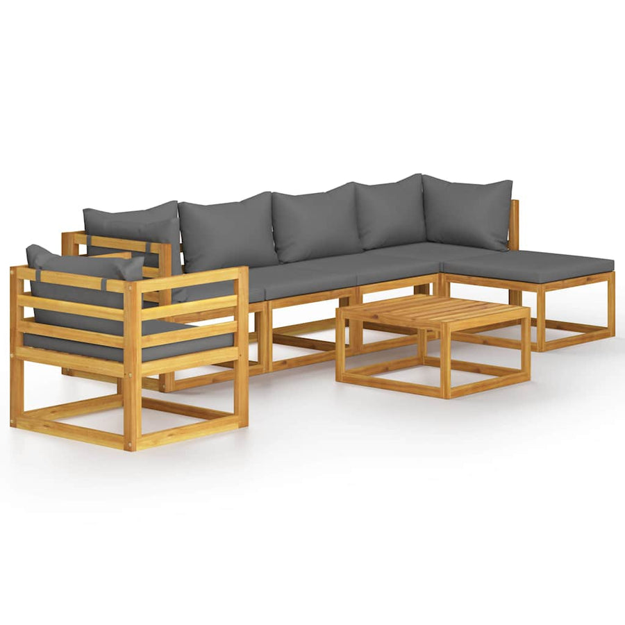 7 Piece Garden Lounge Set with Cushion Solid Acacia Wood