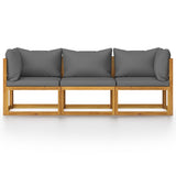 3-Seater Garden Sofa with Cushion Solid Acacia Wood - Side View