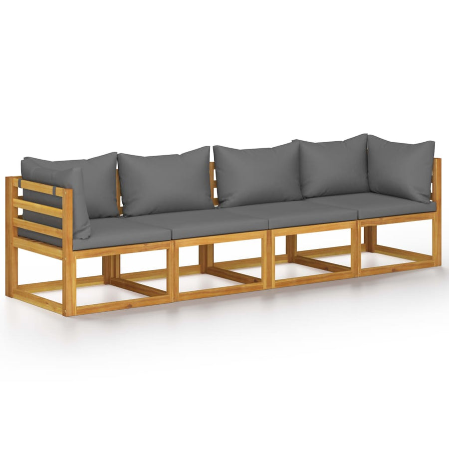 4-Seater Garden Sofa with Cushion Solid Acacia Wood