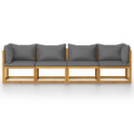 4-Seater Garden Sofa with Cushion Solid Acacia Wood
