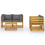 5 Piece Garden Lounge Set with Cushion Solid Acacia Wood