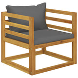 5 Piece Garden Lounge Set with Cushion Solid Acacia Wood - Low Angle