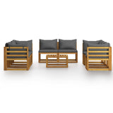 9 Piece Garden Lounge Set with Cushion Solid Acacia Wood - Side View