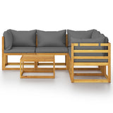 6 Piece Garden Lounge Set with Cushion Solid Acacia Wood - Side View