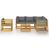 7 Piece Garden Lounge Set with Cushion Solid Acacia Wood