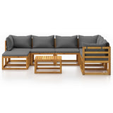 8 Piece Garden Lounge Set with Cushion Solid Acacia Wood - Side View
