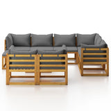 10 Piece Garden Lounge Set with Cushion Solid Acacia Wood - Side View