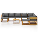11 Piece Garden Lounge Set with Cushion Solid Acacia Wood - Side View