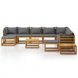 12 Piece Garden Lounge Set with Cushion Solid Acacia Wood - Side View