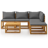 6 Piece Garden Lounge Set with Cushion Solid Acacia Wood - Side View