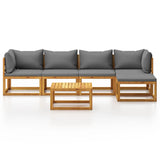6 Piece Garden Lounge Set with Cushion Solid Acacia Wood - Side View