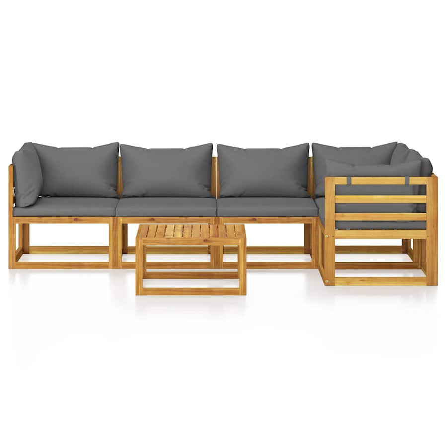 6 Piece Garden Lounge Set with Cushions Solid Acacia Wood