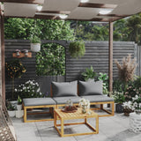 4 Piece Garden Lounge Set with Cushion Solid Acacia Wood